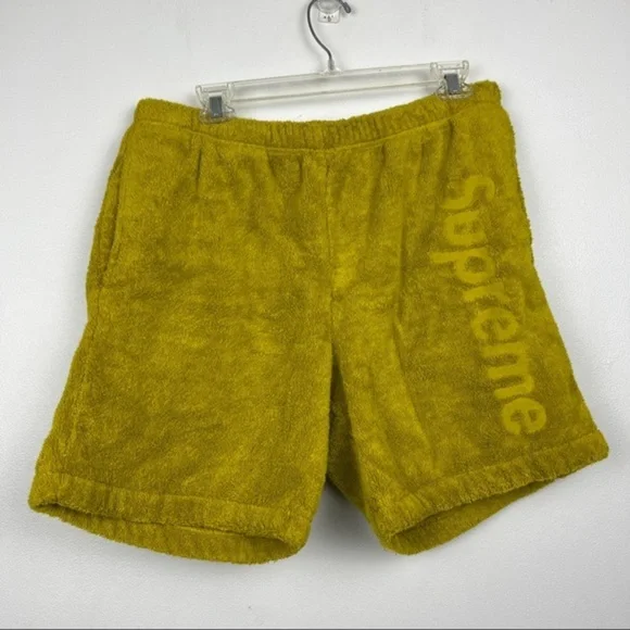 Supreme Yellow Terry Cloth Logo Shorts